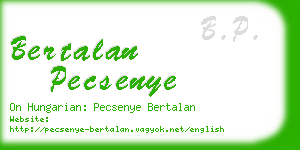 bertalan pecsenye business card